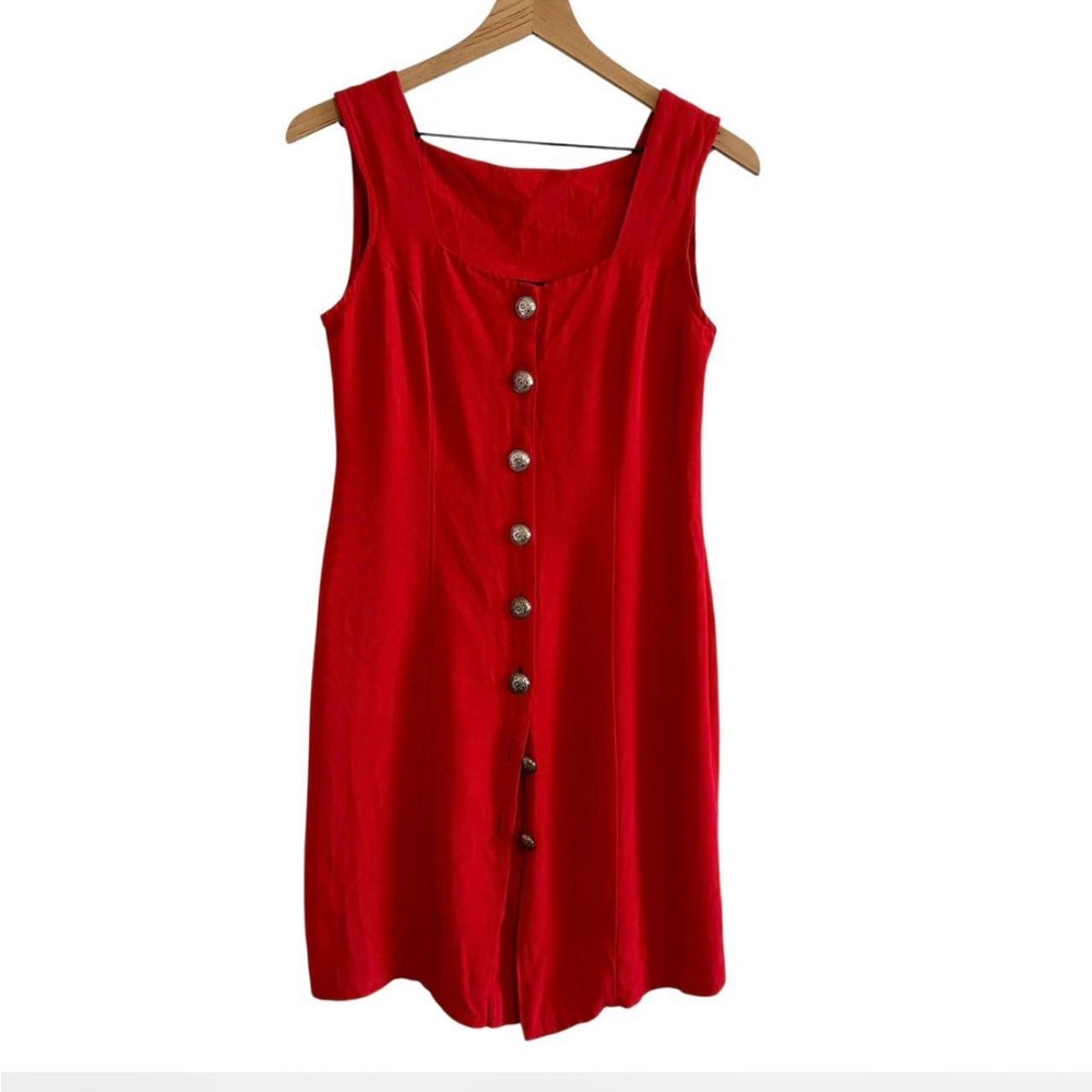 Vintage Square Neck Red Sailor Pinup Mini Dress size Small